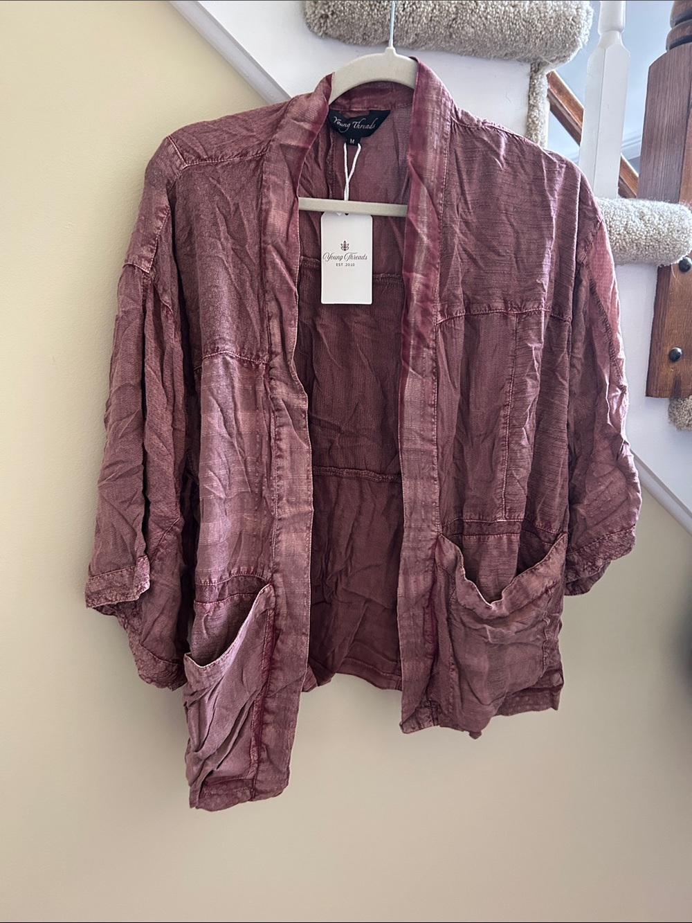 YOUNG THREADS KIMONO NWT GARNET SIZE Medium